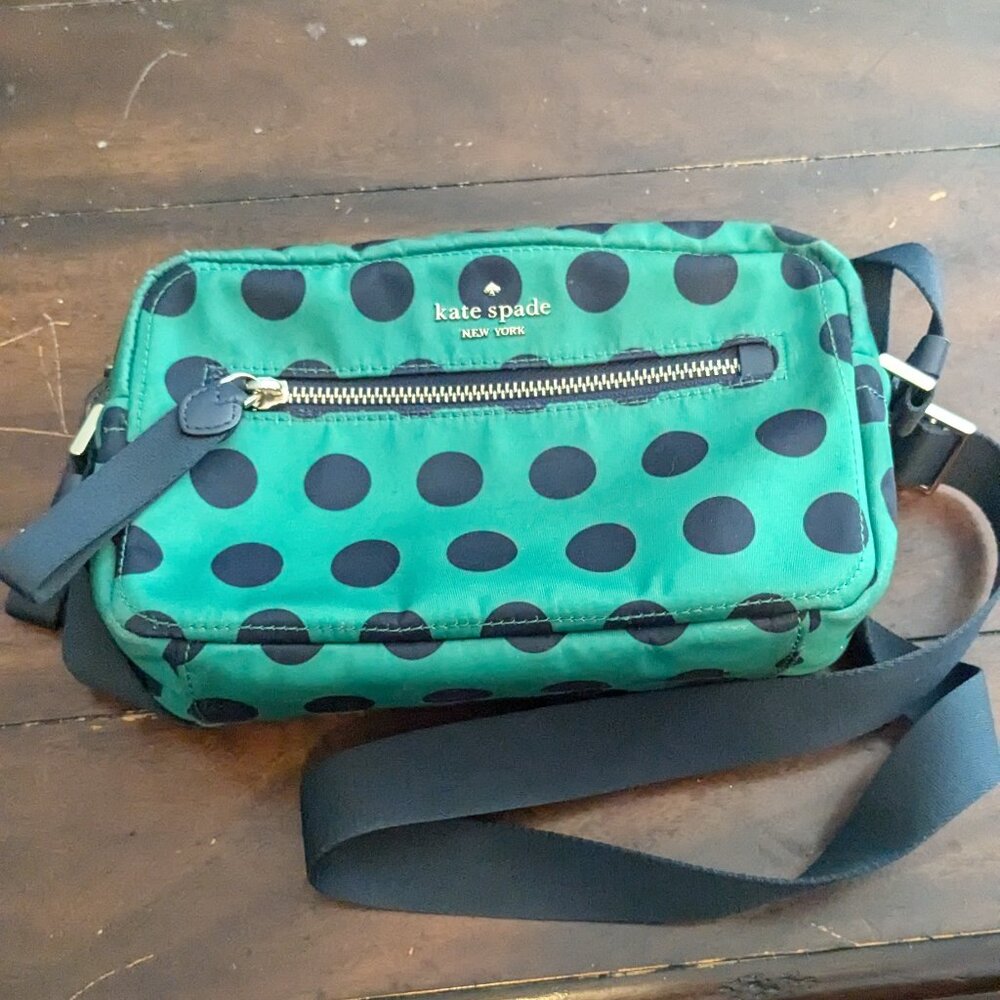 Kate Spade Green and Black Polka Dot Crossbody Bag